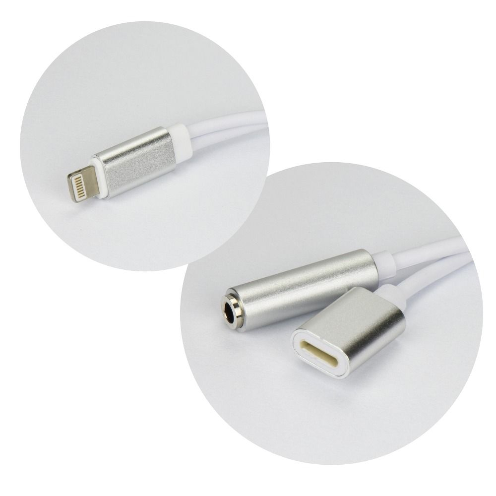Adaptor 2în1 Lightning la Jack 3.5mm și Lightning, Silver [1]