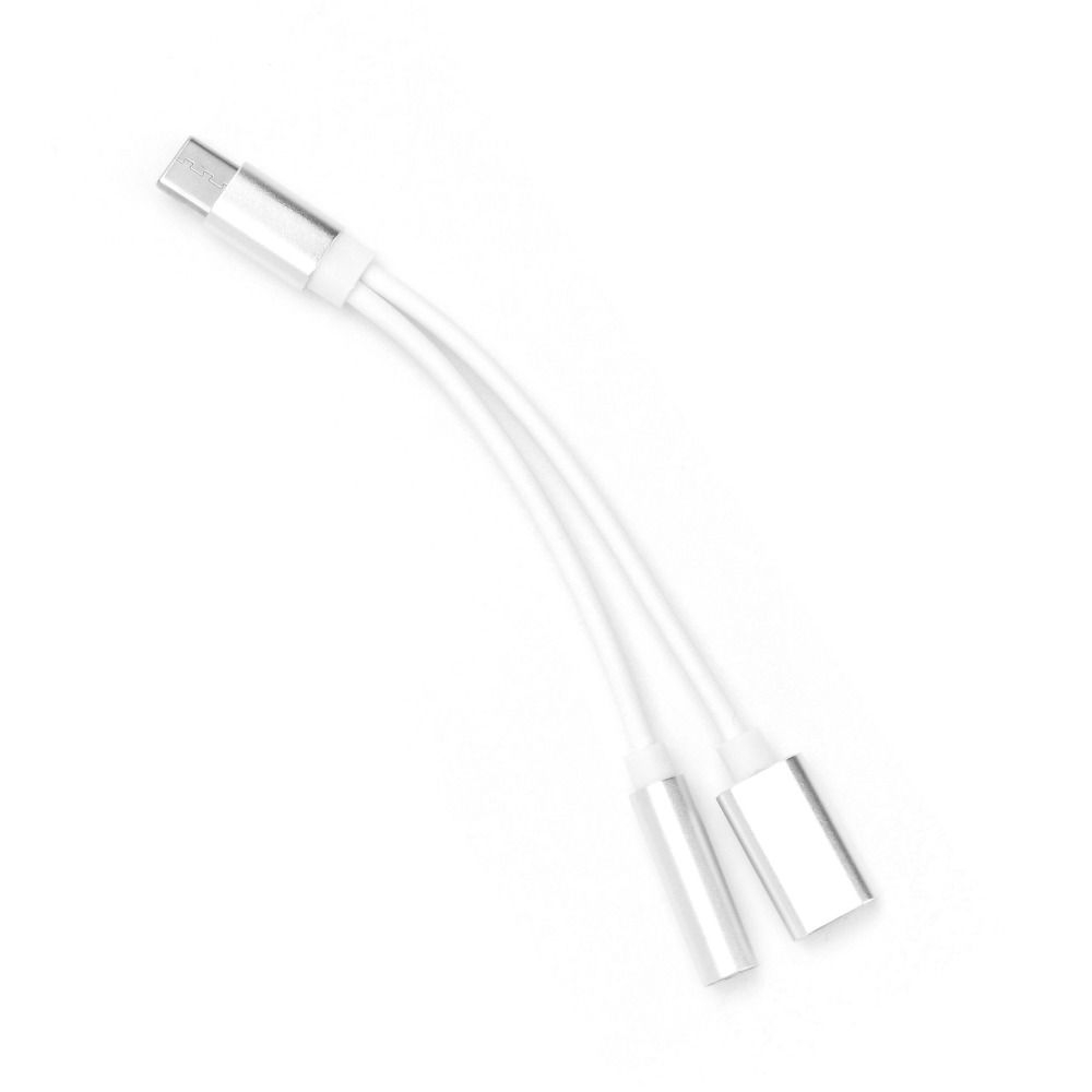 Adaptor AUX 2in1 Type-C la Jack 3.5mm + Type-C Incarcare Alba Compatibil Universal [0]