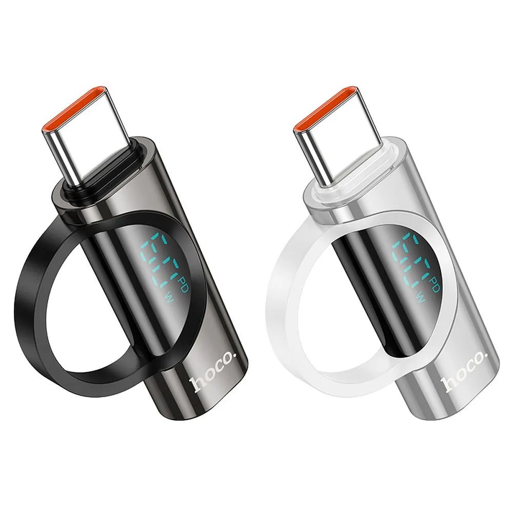 Adaptor Hoco Type-C M la Lightning F, cu Display Digital 3A 60W, UA32A, Argintiu [1]