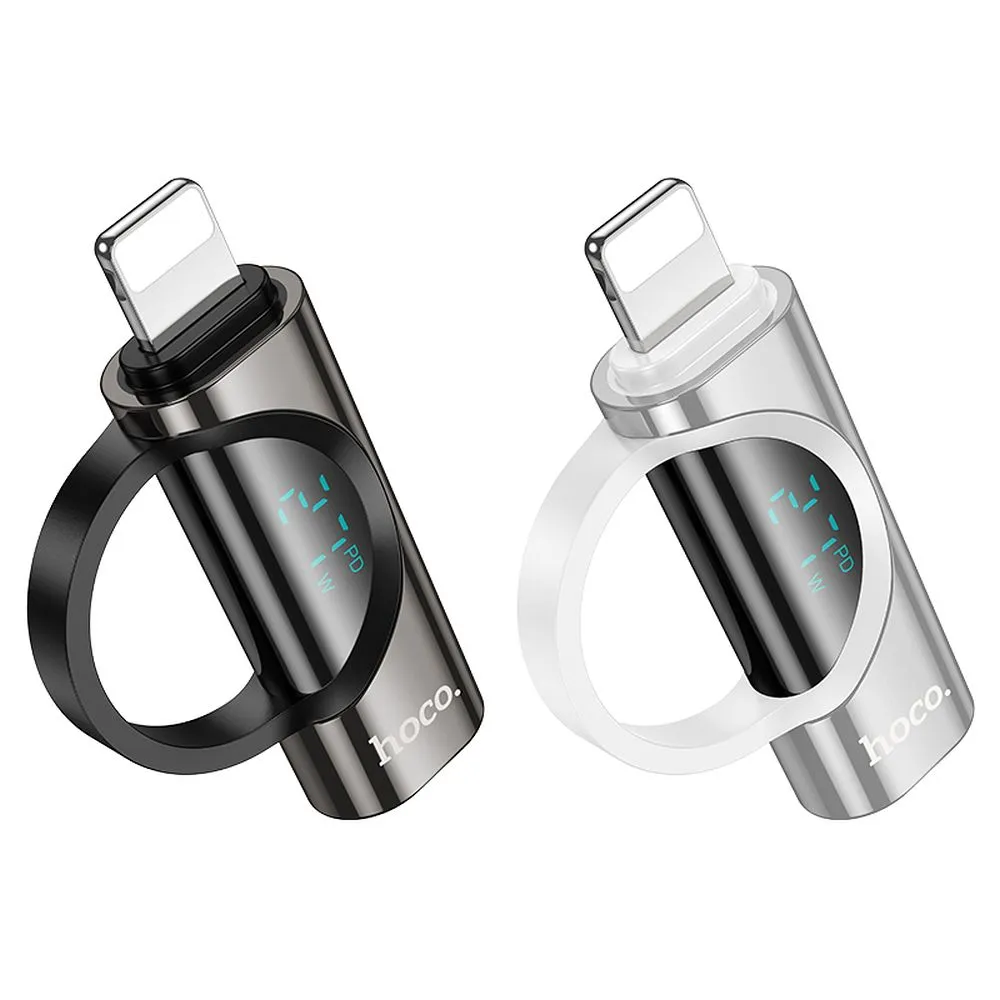 Adaptor Hoco UA32B, Lightning (m) - Type-C (f), Afișaj Digital, 2.4A, 27W, Negru [1]