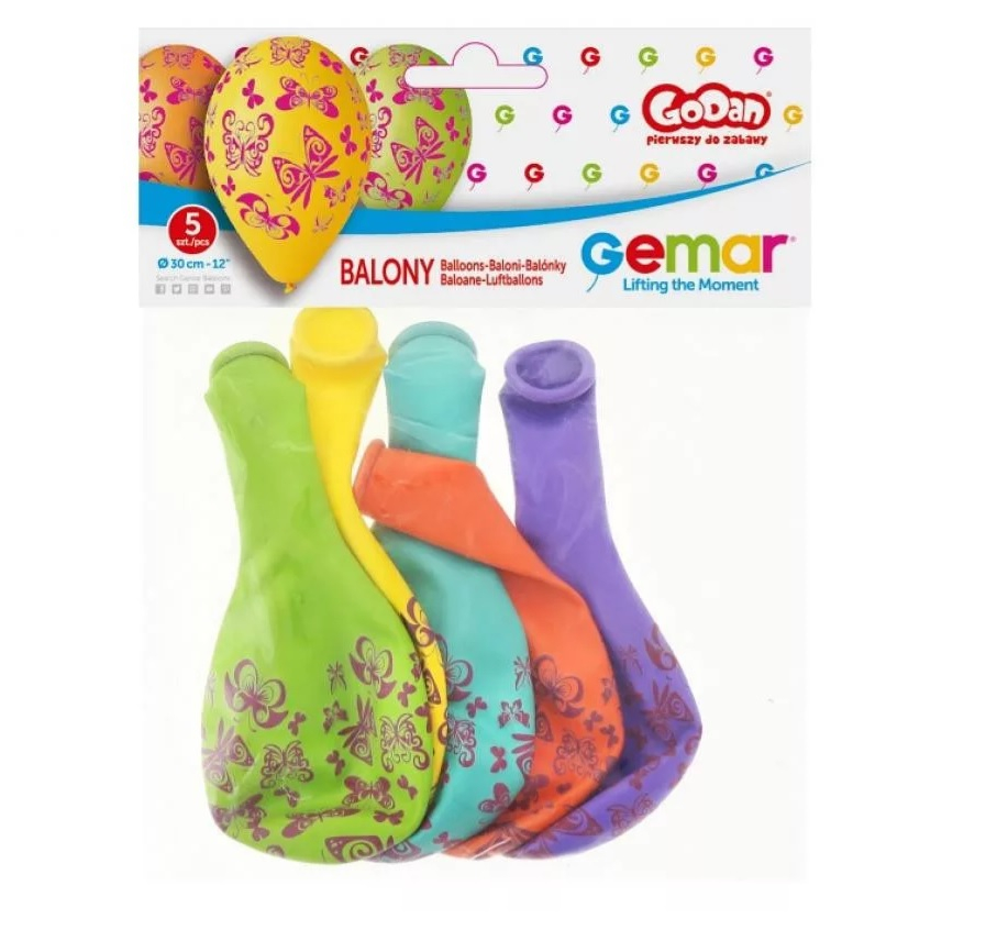 Baloane „La Mulți Ani” Fluturi - Set 5 Bucăți, 12 Inch (30 cm) pentru Petreceri Elegante [1]