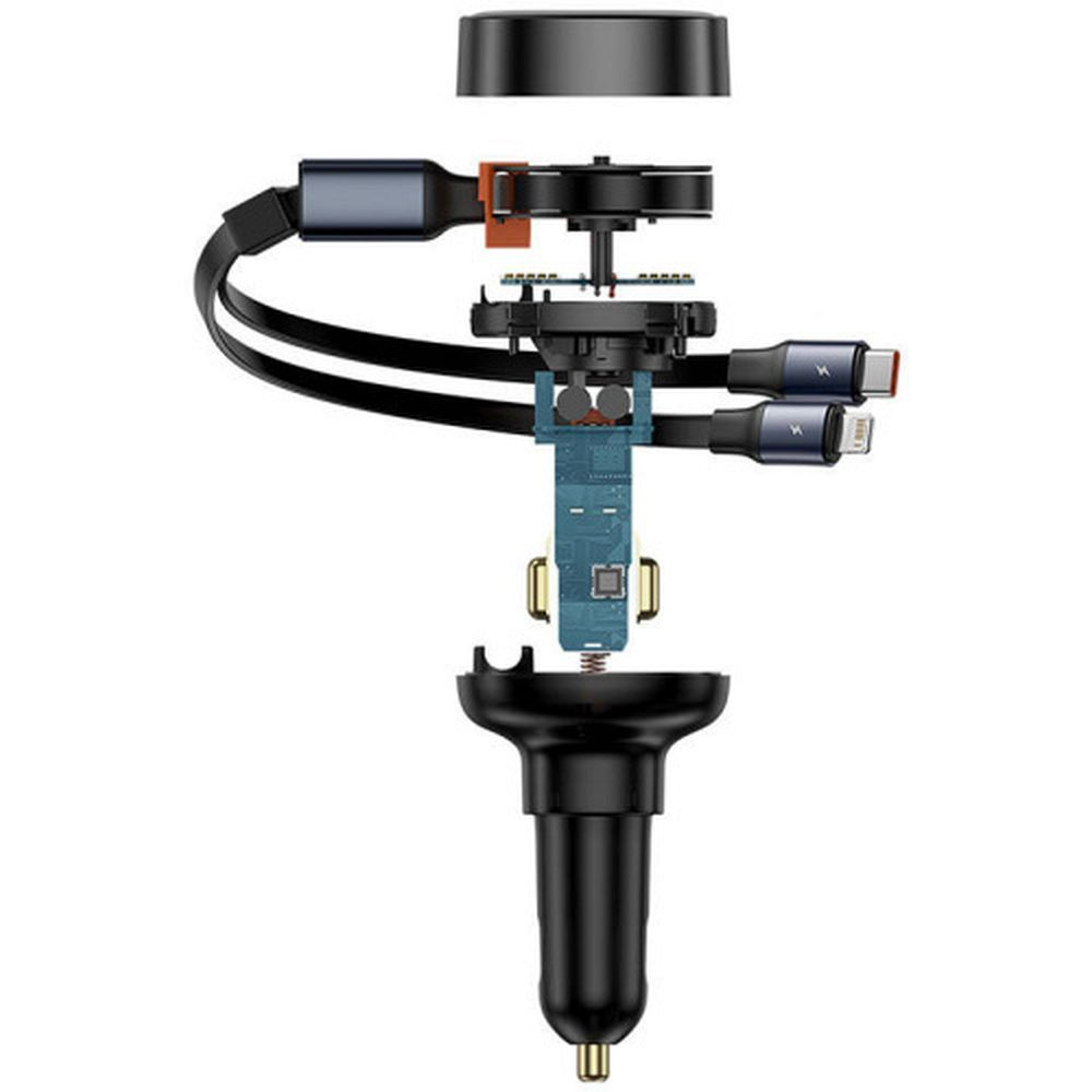 Baseus Încărcător Auto USB-C + Cablu Retractabil 2 în 1 Type-C / Lightning, PD30W + QC4.0, 60W, Negru [4]