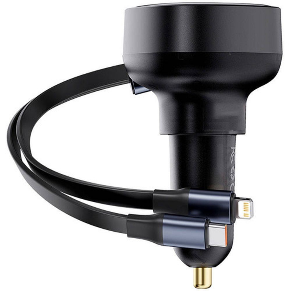 Baseus Încărcător Auto USB-C + Cablu Retractabil 2 în 1 Type-C / Lightning, PD30W + QC4.0, 60W, Negru [3]