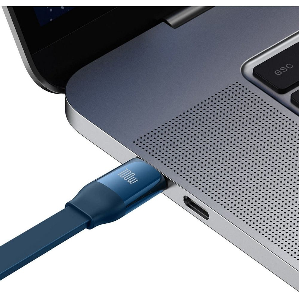 Cablu Baseus 3 în 1, Type-C la Micro USB / Lightning / Type-C, 3.5A, 100W, 1.1m, Albastru [2]