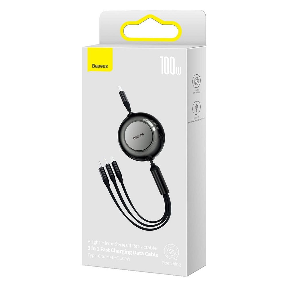 Cablu BASEUS 3in1 Tip C la MicroUSB / Lightning / Tip C PD QC4.0 3,5A 1m Negru [4]