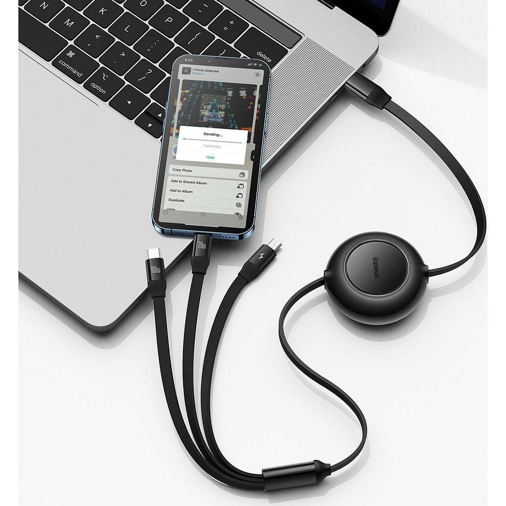 Cablu BASEUS 3in1 Tip C la MicroUSB / Lightning / Tip C PD QC4.0 3,5A 1m Negru [3]