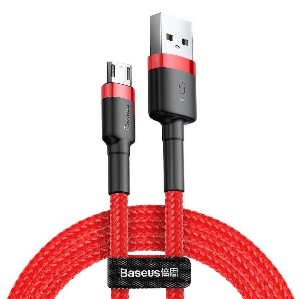 Cablu Baseus Cafule, USB-A la Micro USB, 2A, 1m, Rosu/Negru [2]