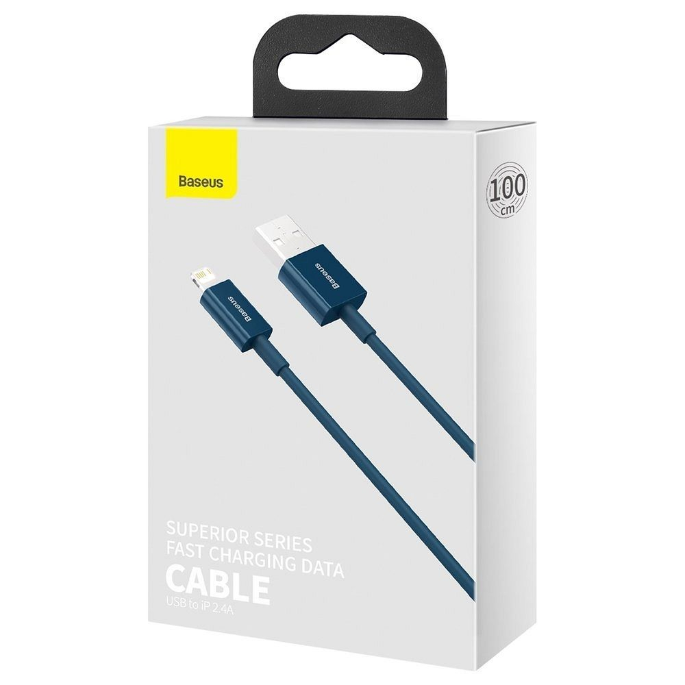 Cablu Baseus USB-A la Lightning, 2.4A, Superior Series, 1m, Albastru [4]