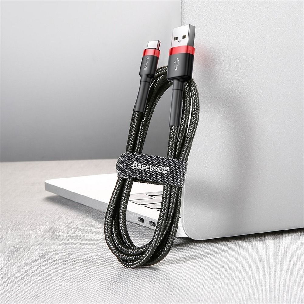 Cablu Baseus USB-C la USB-C, 3A, Cafule Series, 0.5m, Roșu-Negru [2]