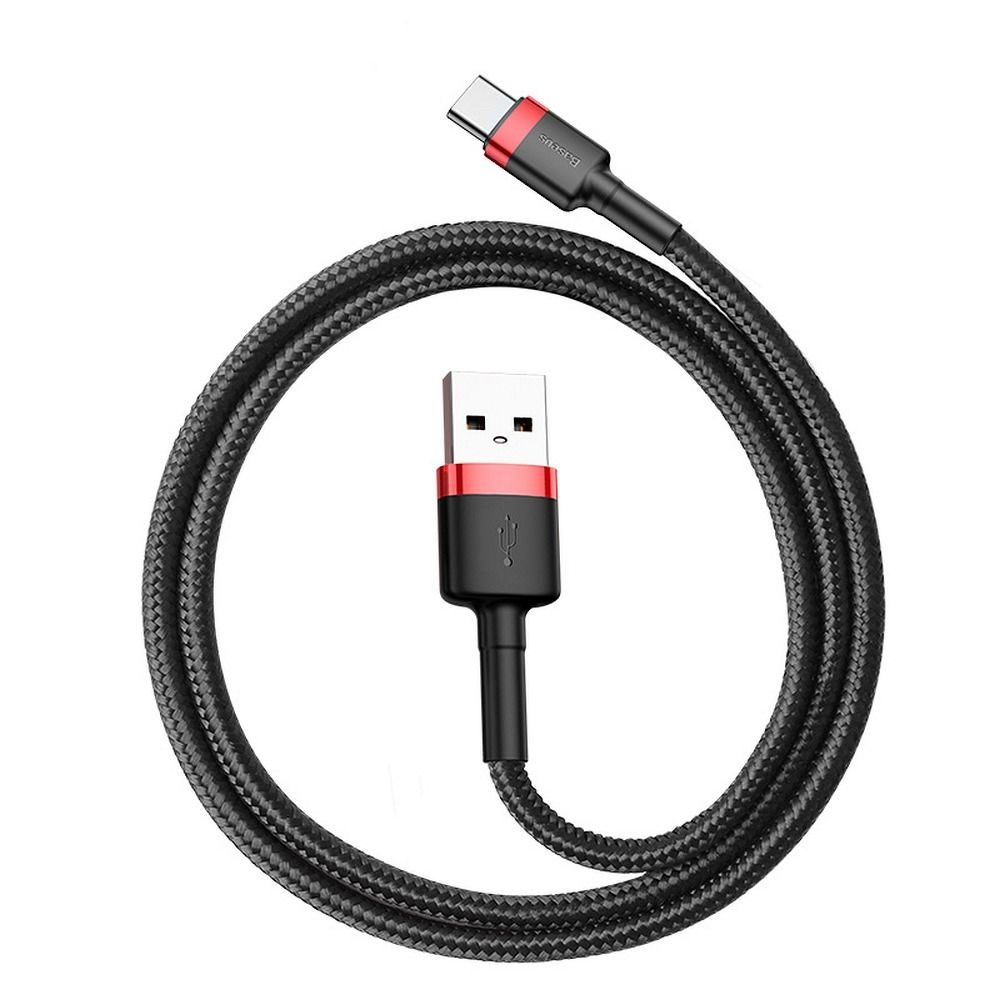 Cablu Baseus USB-C la USB-C, 3A, Cafule Series, 0.5m, Roșu-Negru [4]