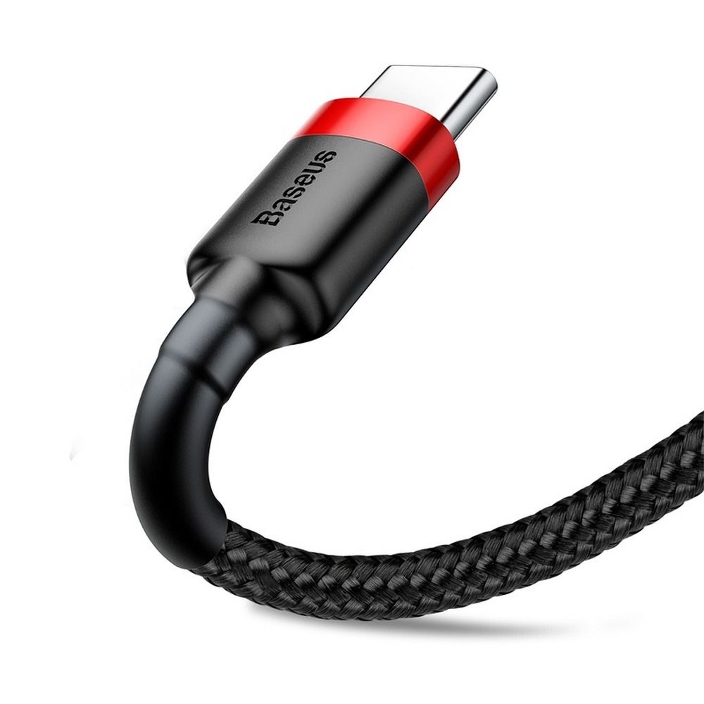 Cablu Baseus USB-C la USB-C, 3A, Cafule Series, 0.5m, Roșu-Negru [3]