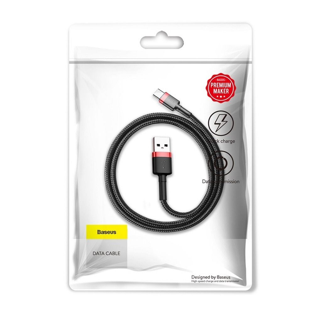 Cablu Baseus USB-C la USB-C, 3A, Cafule Series, 0.5m, Roșu-Negru [5]