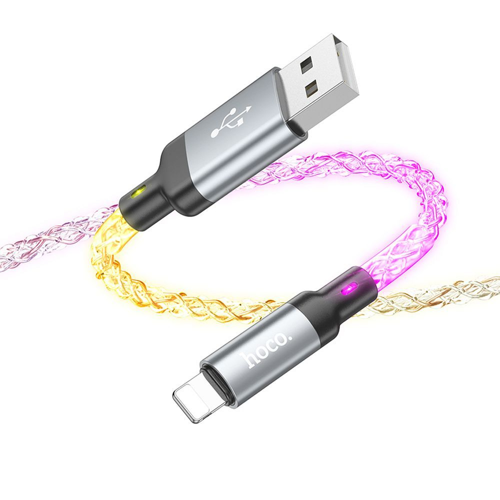 Cablu Hoco U112 USB-A la Lightning, 2.4A, 1m, Gri [5]