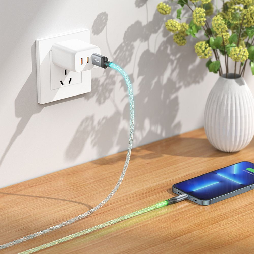 Cablu Hoco U112 USB-A la Lightning, 2.4A, 1m, Gri [6]