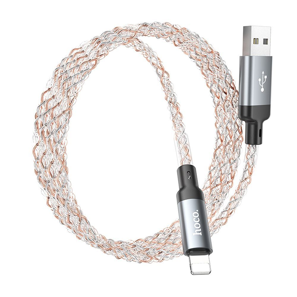 Cablu Hoco U112 USB-A la Lightning, 2.4A, 1m, Gri [4]
