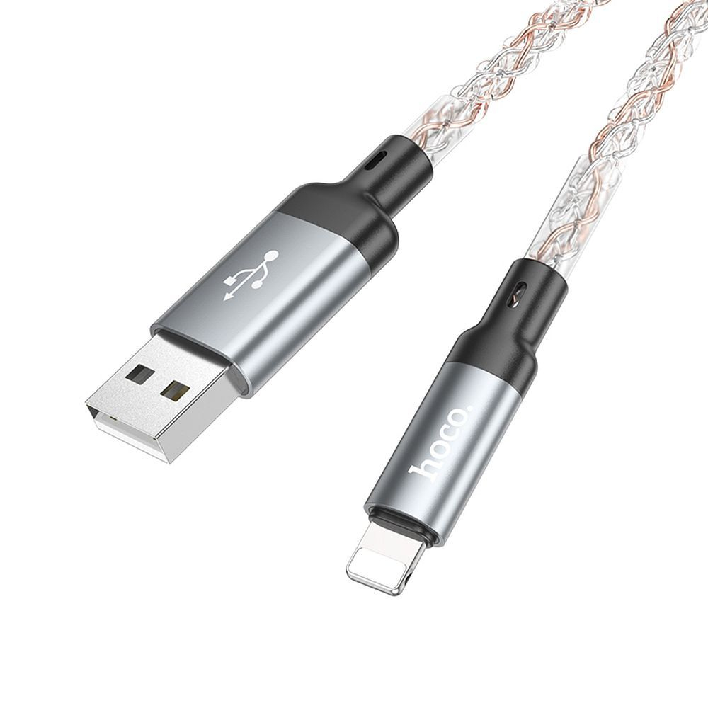 Cablu Hoco U112 USB-A la Lightning, 2.4A, 1m, Gri [3]