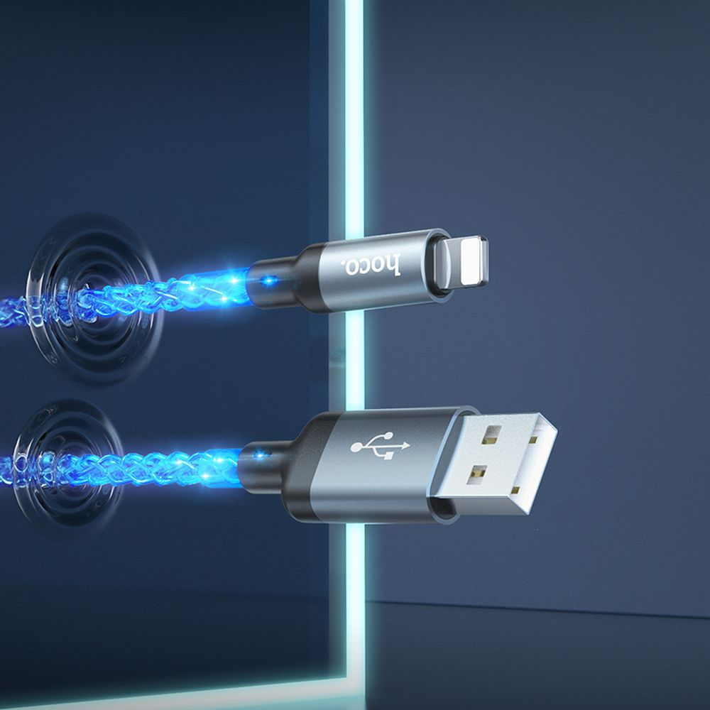 Cablu Hoco U112 USB-A la Lightning, 2.4A, 1m, Gri [7]