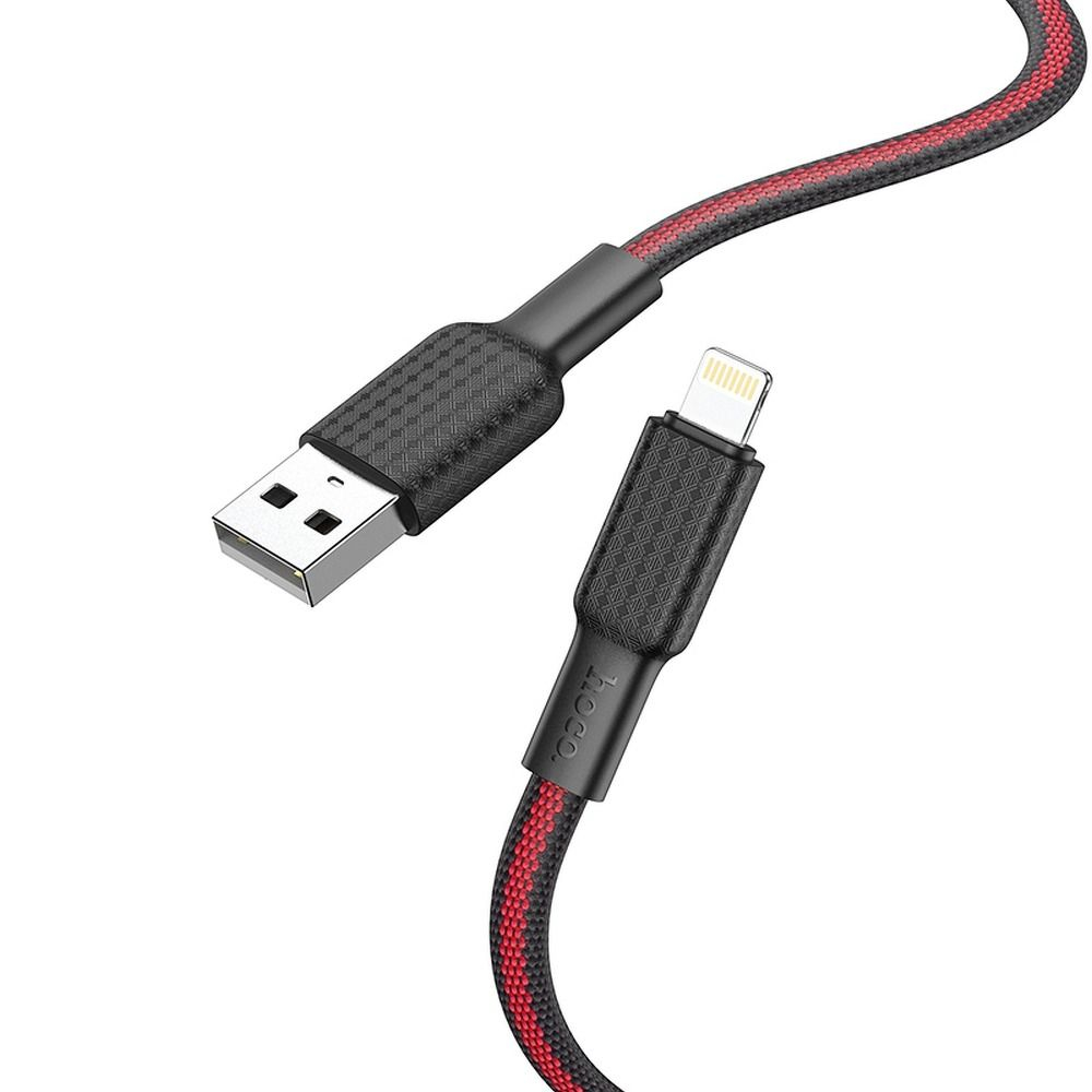 Cablu Hoco USB-A la Lightning 2.4A X69 1m Negru/Roșu - Încărcare Rapidă și Conectivitate Fiabilă pentru Dispozitivele Tale Apple [2]