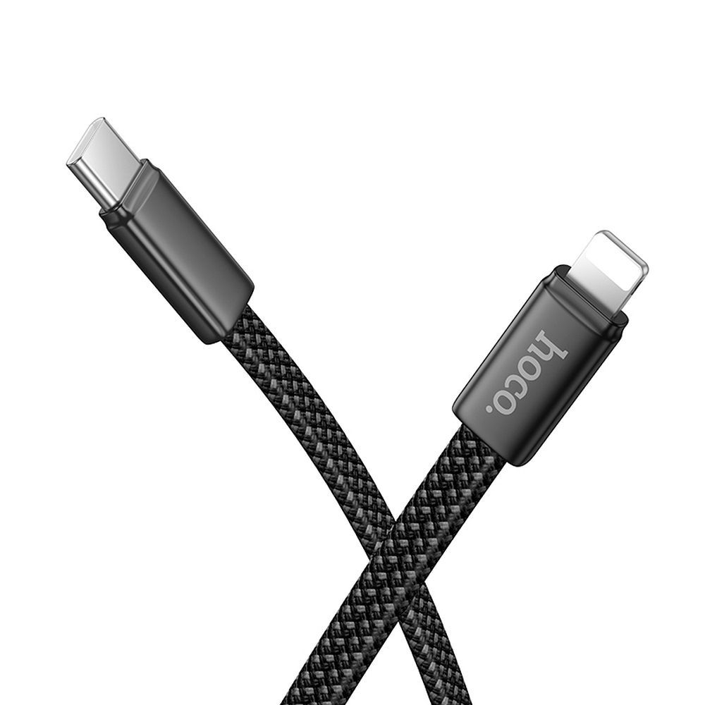 Cablu Hoco X125 USB-C la Lightning PD 30W 1m Flat Negru - Fast Charge iPhone [1]