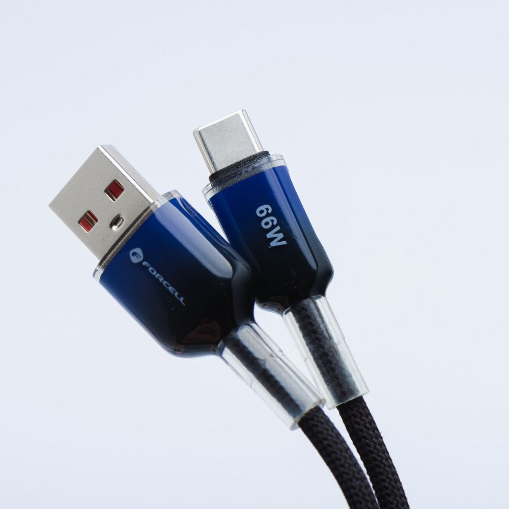 Cablu USB-A la USB-C Forcell F-Energy QC4.0 66W 1M C352 Negru Fast Charge [3]