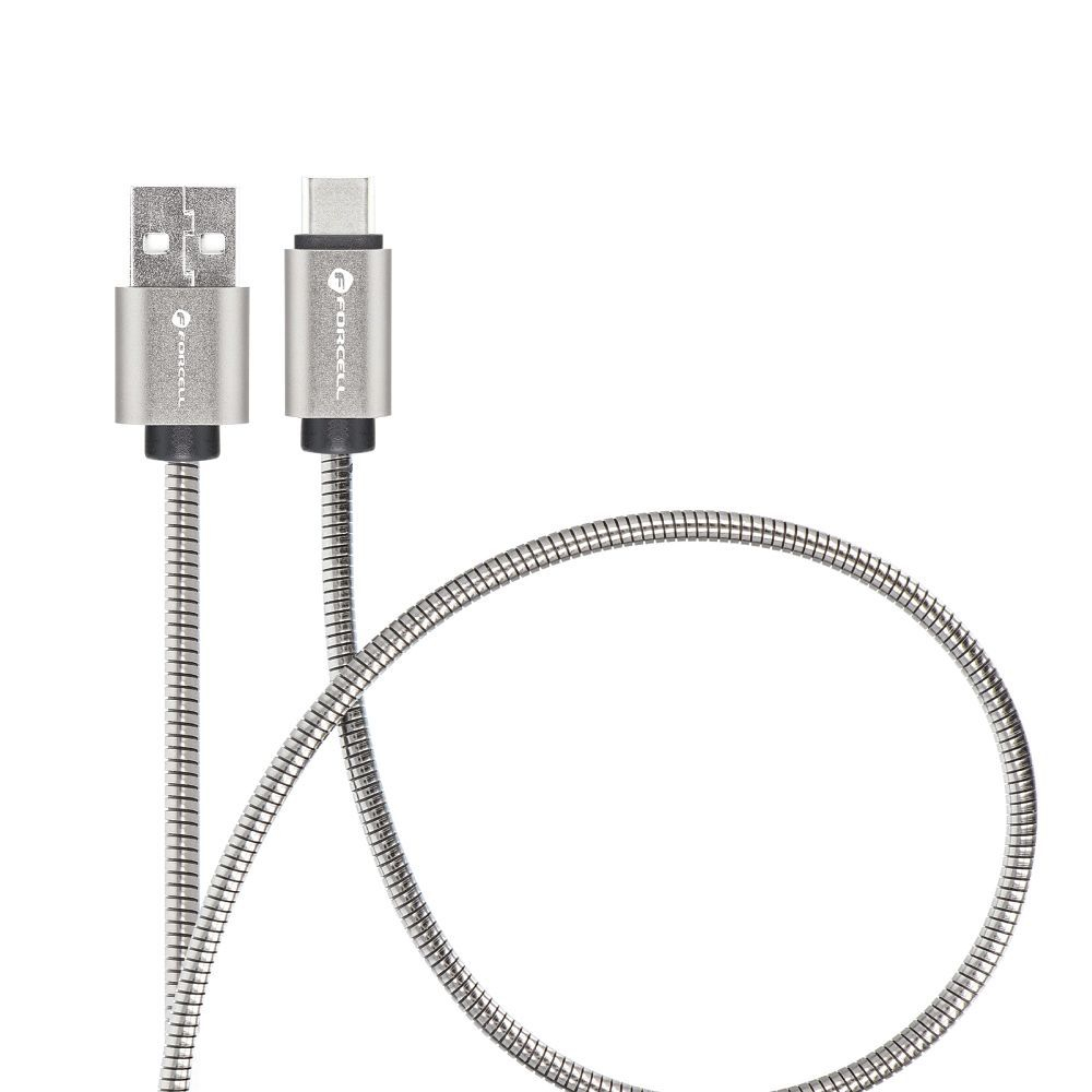 Cablu USB-A la USB-C Forcell F-Energy QC4.0 66W Metal C234 Silver 1M [1]