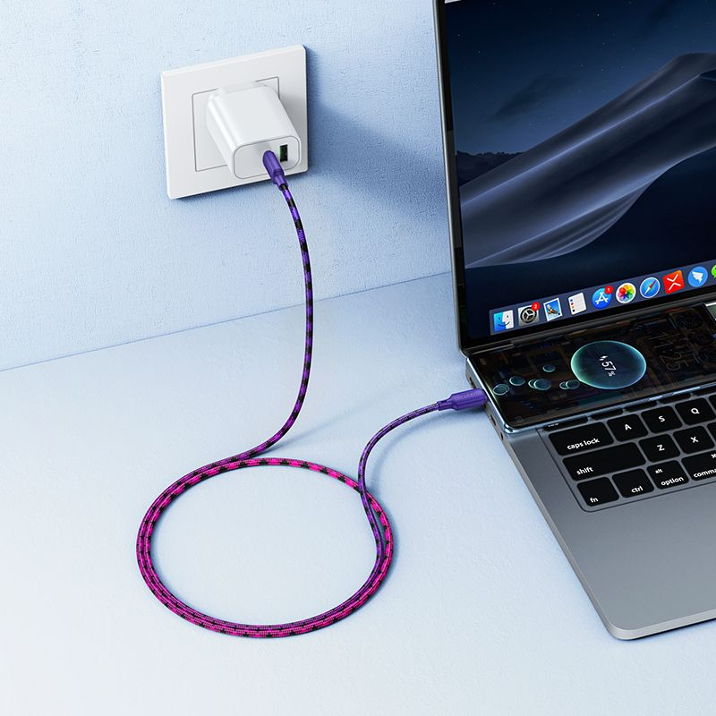 Cablu USB-C la USB-C HOCO X116 60W 3A 1m - încărcare rapidă gradient mov [3]