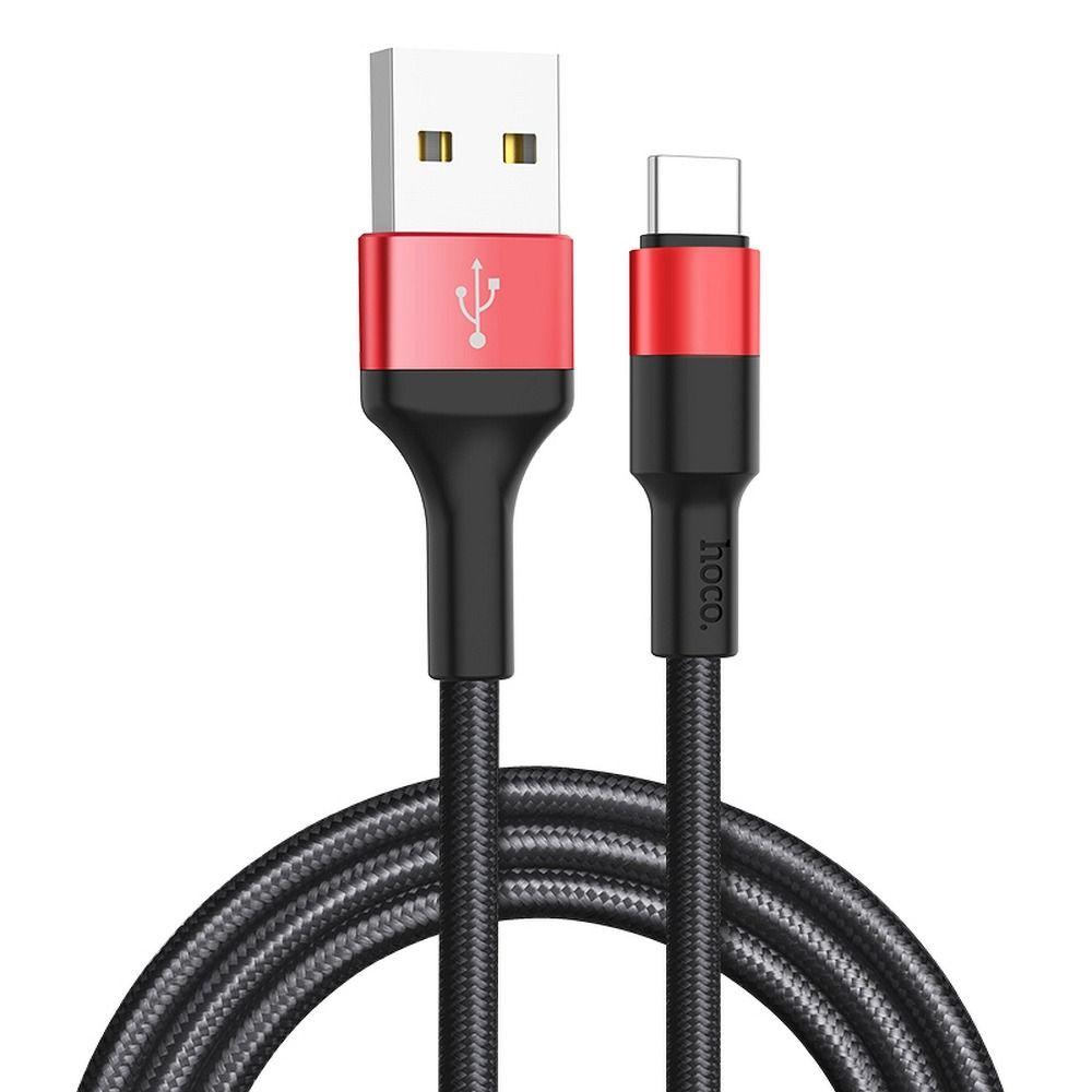 Cablu USB Hoco X26, USB-A la Type-C, 1m, 2A, Negru/Roșu [0]