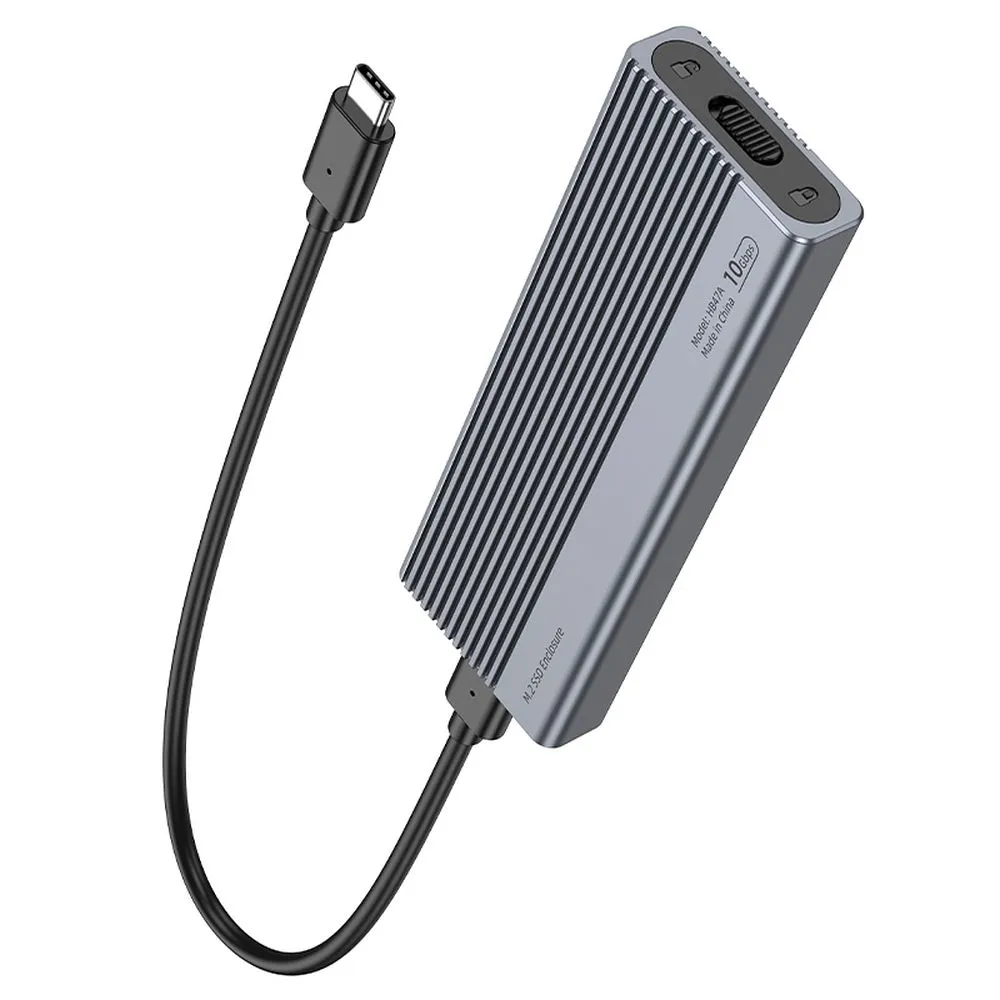 Carcasă HOCO pentru unități SSD M.2 NVME Tasta M Tasta B+M până la 4TB USB3.2 Tip C / 10GBps HB47A gri metal [5]