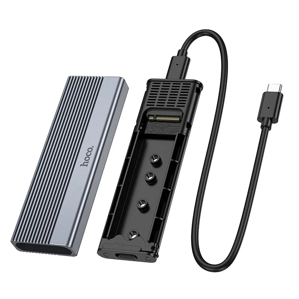 Carcasă HOCO pentru unități SSD M.2 NVME Tasta M Tasta B+M până la 4TB USB3.2 Tip C / 10GBps HB47A gri metal [4]
