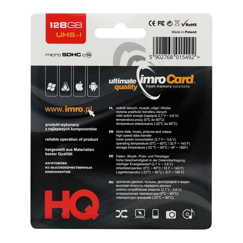 Card memorie microSD 128GB IMRO Class 10 UHS-I 100MB/s cu adaptor SD [1]