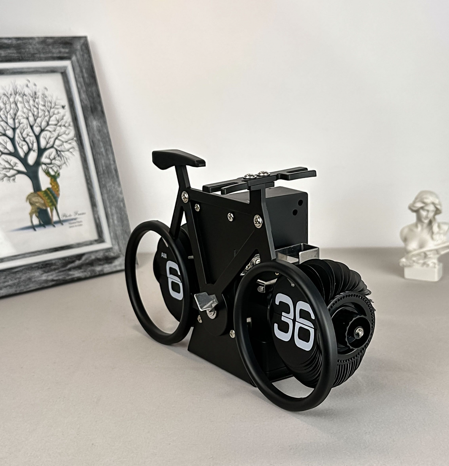 Ceas Electronic de Birou Flip Bike Negru HY-F087 – Design Unic și Funcționalitate [1]