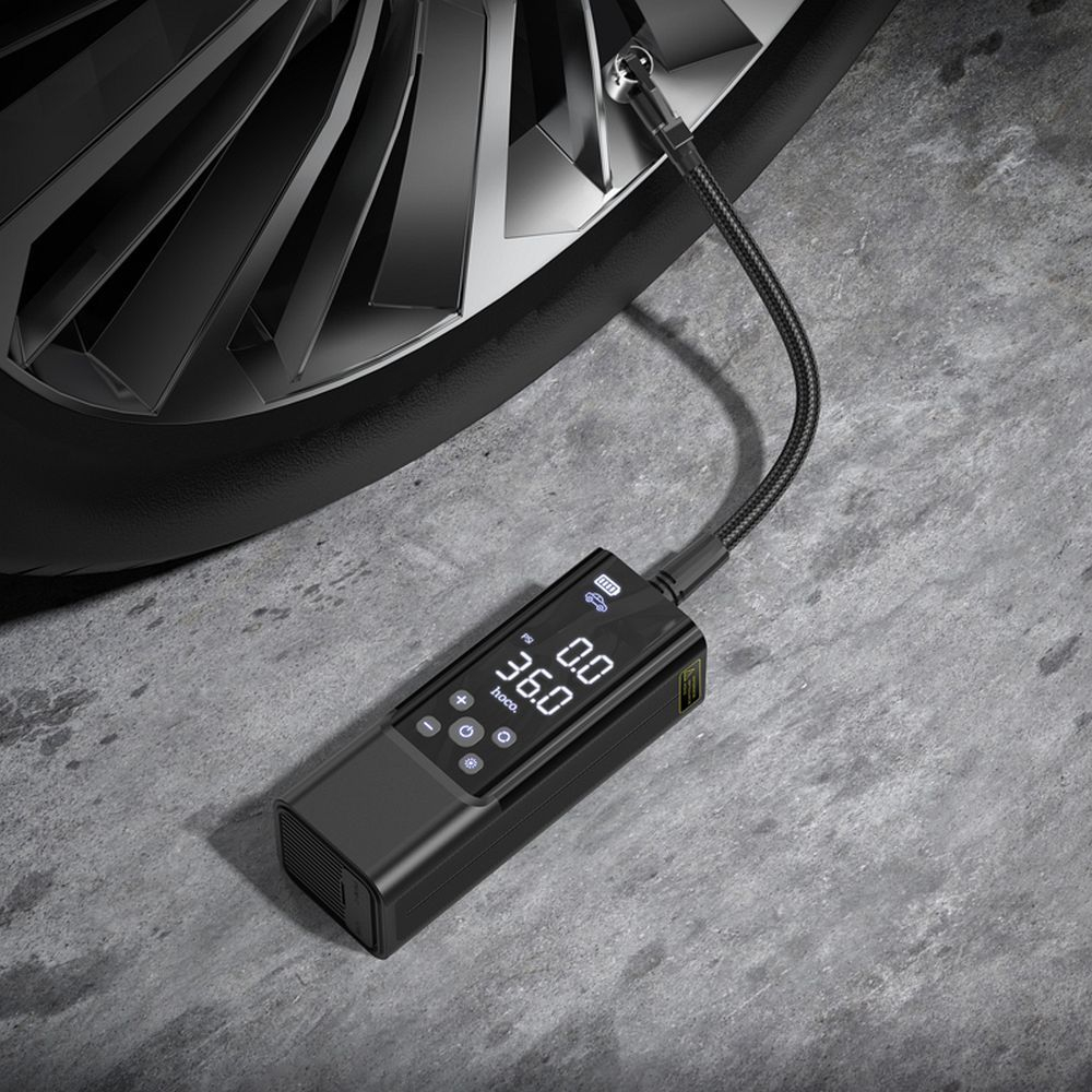 Compresor portabil fără fir Hoco ZP7, 5000mAh, Negru [1]