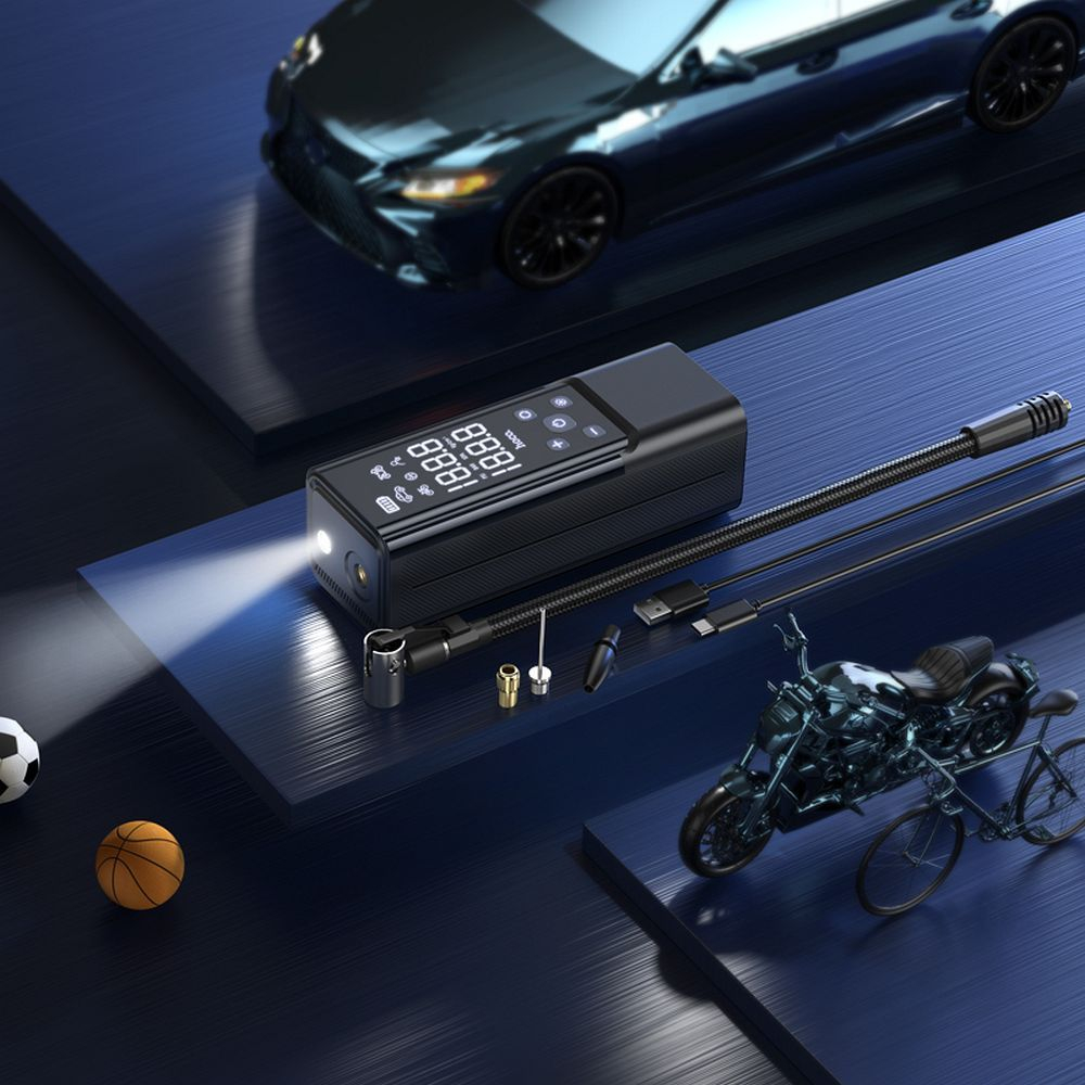 Compresor portabil fără fir Hoco ZP7, 5000mAh, Negru [2]