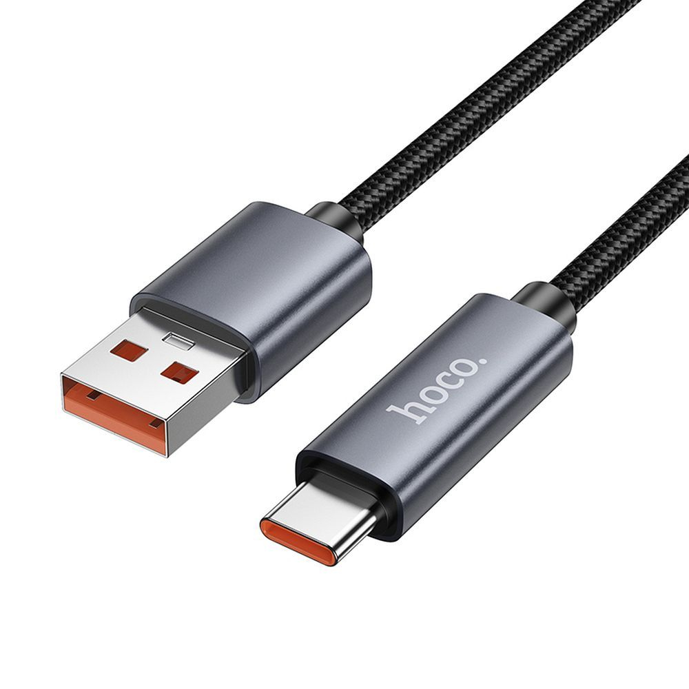 Hoco Cablu USB-A la USB-C X112, 5A, cu Afișaj LED, 1m, Negru [1]
