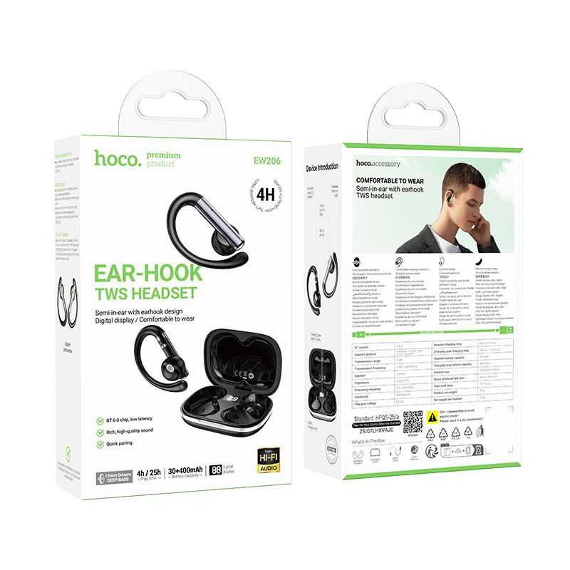 Hoco EW206 – Căști wireless in-ear TWS Bluetooth 5.3, negre [2]