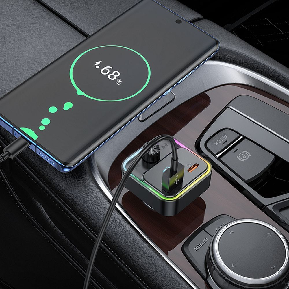 Hoco Încărcător Auto Bravery E81 cu Bluetooth, FM Transmitter, PD 30W + QC3.0, Negru [6]