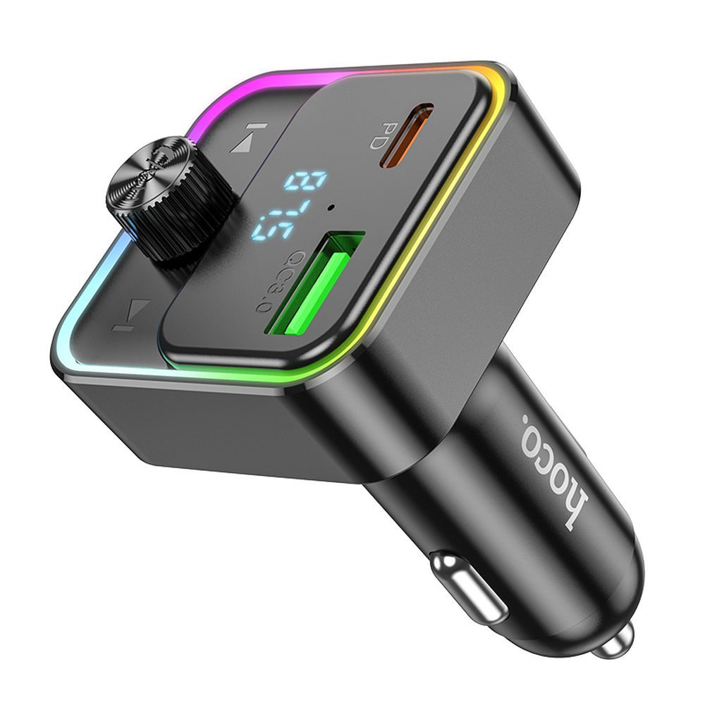 Hoco Încărcător Auto Bravery E81 cu Bluetooth, FM Transmitter, PD 30W + QC3.0, Negru [1]