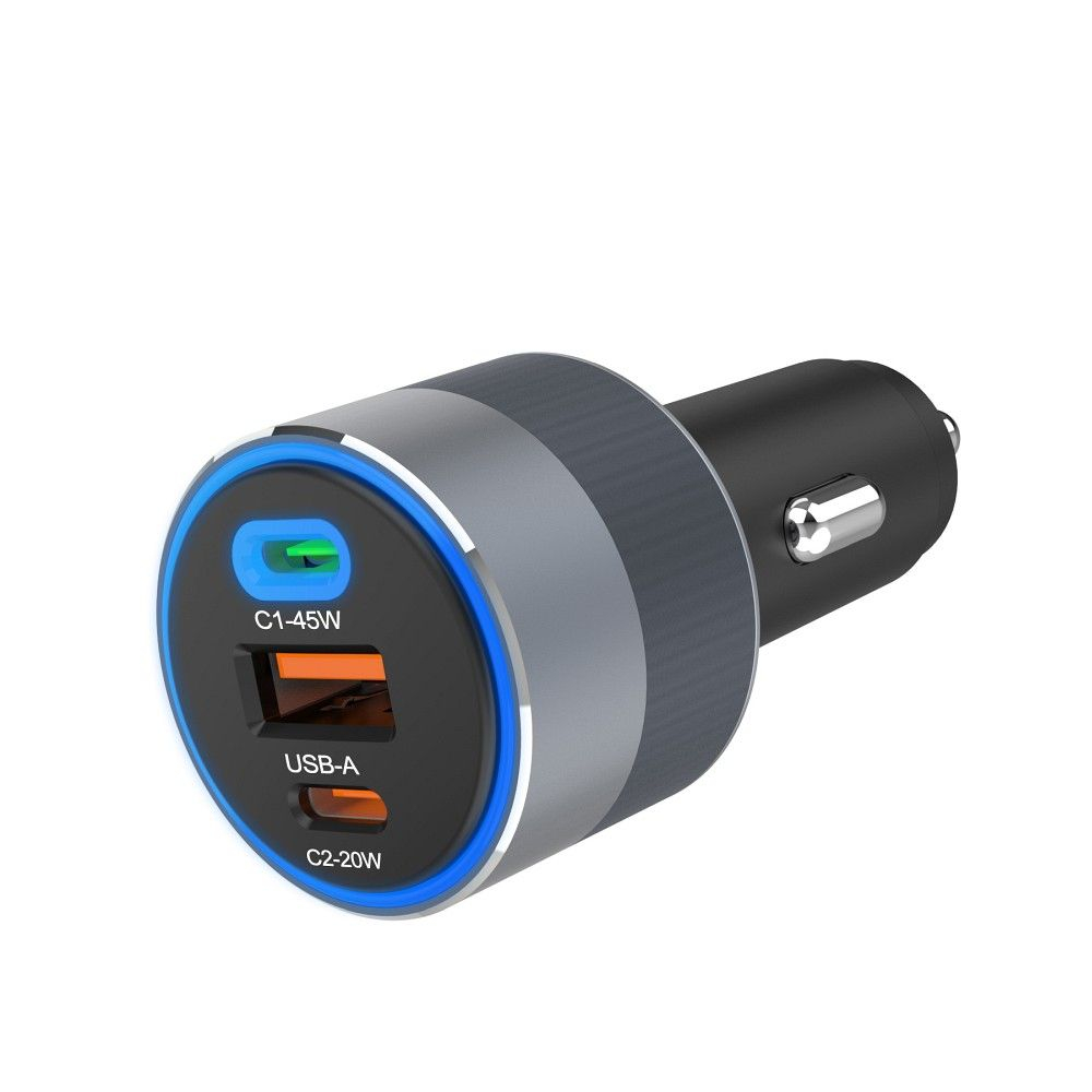 Încărcător Auto Forcell F-Energy ALU 65W, 2x USB-C + USB-A, QC 4.0/PD/SFC – Încărcare Ultra Rapidă în Mașină [1]