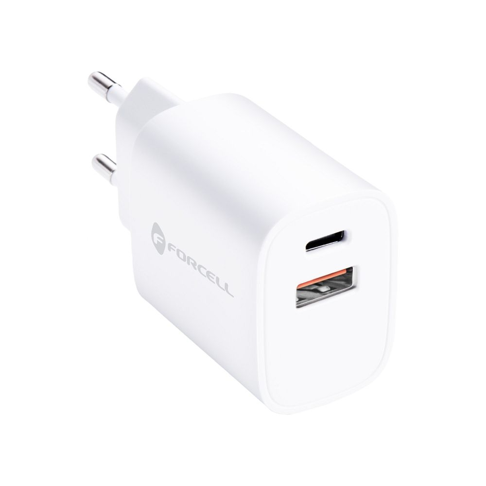 Încărcător de Călătorie Forcell F-Energy, Type-C + USB-A, 35W, PD & QC 4.0, Alb [0]