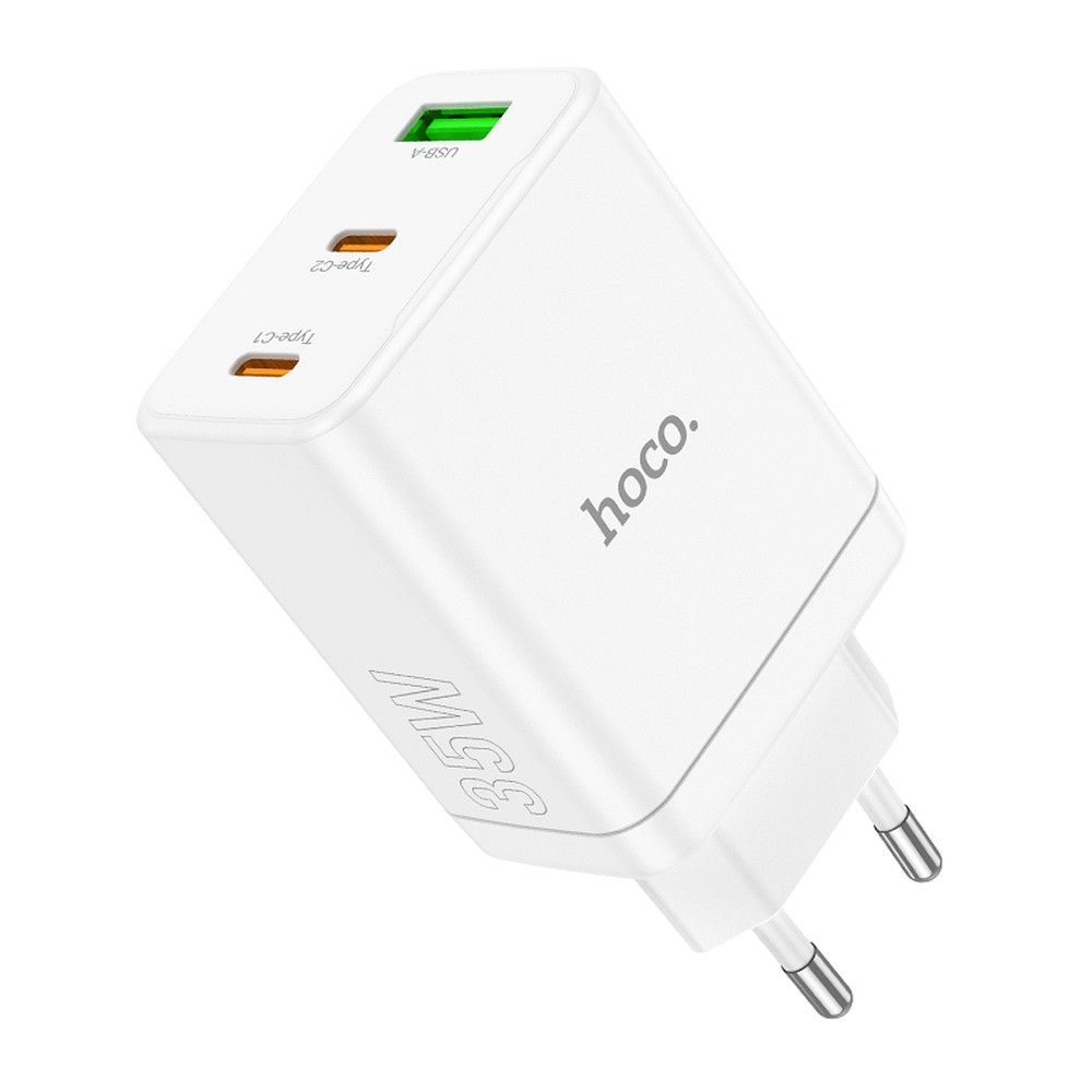 Incarcator HOCO 2 x Tip C + USB A PD QC3.0 3A 35W N33 alb [5]