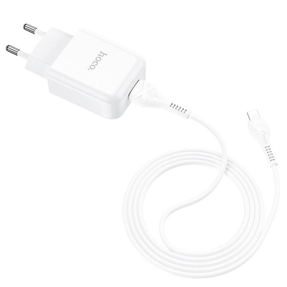 Încărcător Hoco N2 USB-A + Cablu Lightning 2A, Alb – Pachet Complet pentru iPhone [2]