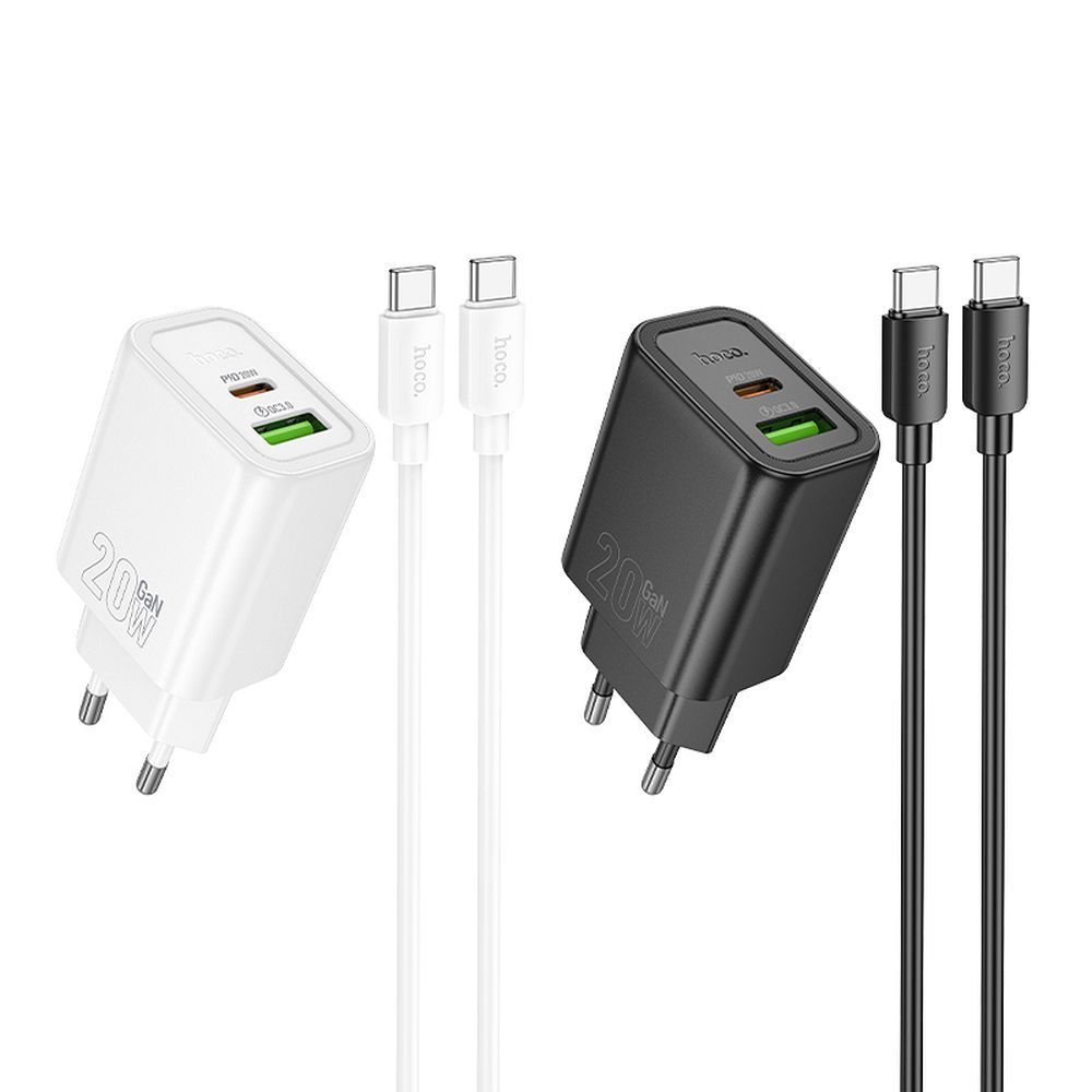 Încărcător Hoco N61 20W, USB-A + USB-C + Cablu Type-C la Lightning, Negru – Rapid și Versatil [2]