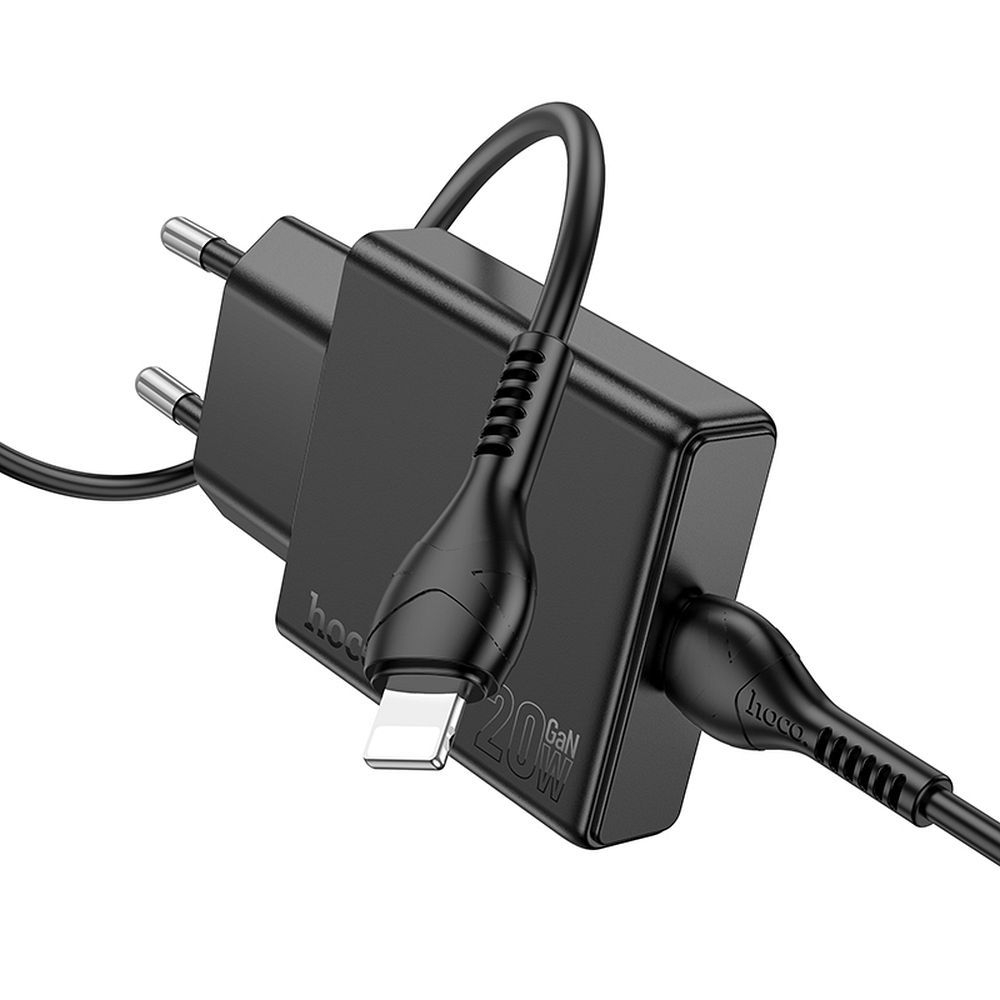 Încărcător Telefon HOCO N37, Slim, USB-C QC/PD 30W + Cablu USB-C to Lightning, Black [2]