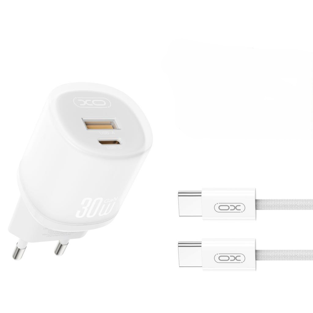 Încărcător XO L151 30W USB-A + USB-C cu Cablu Type-C - Fast Charge, Alb [0]