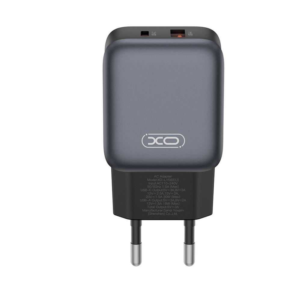 Încărcător XO L156 GaN 30W USB-A + USB-C cu Cablu Type-C - Fast Charge [2]