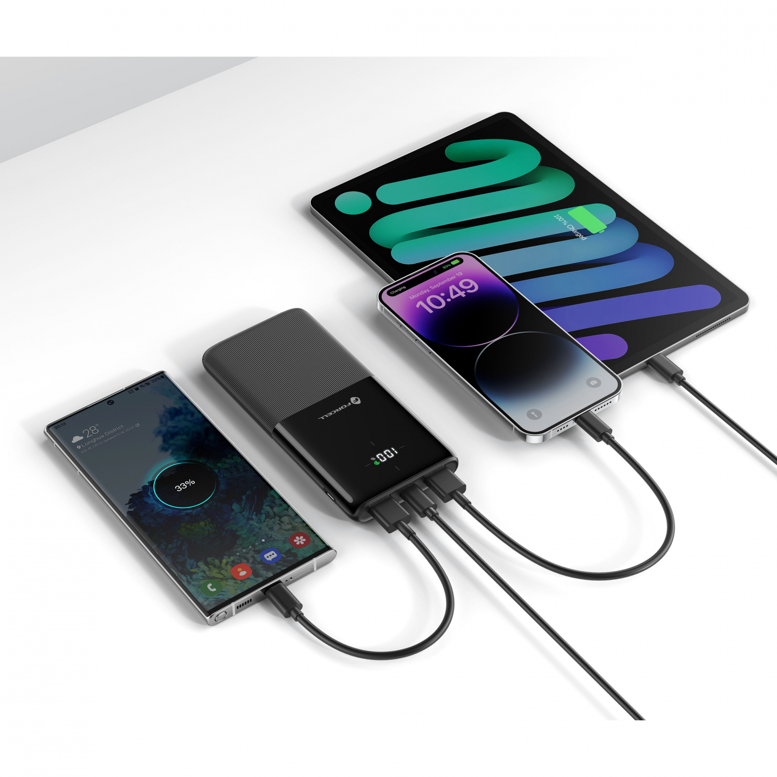 Power Bank Forcell F-Energy P10K1 10.000 mAh, 20W PD + QC 3.0, Negru – Încărcare Rapidă și Fiabilă [1]