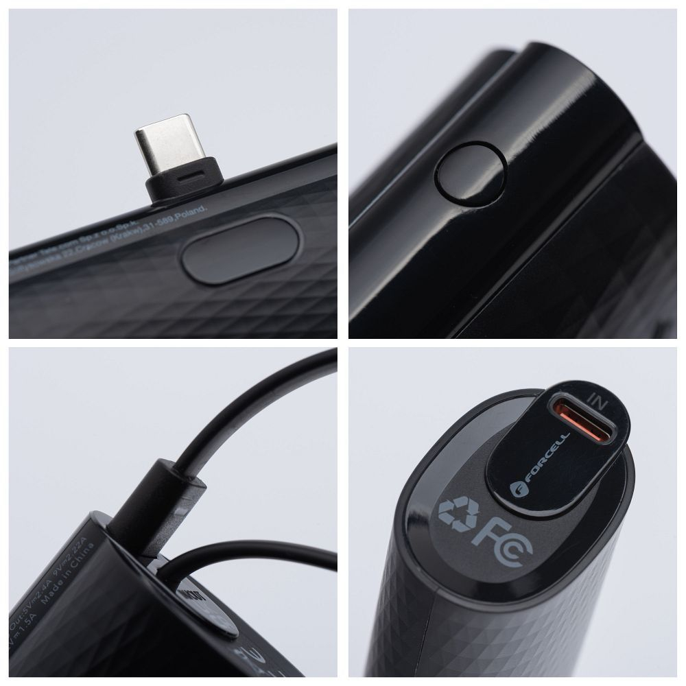 Powerbank Forcell F Energy 5000mAh, Type-C PD 20W, Negru [6]