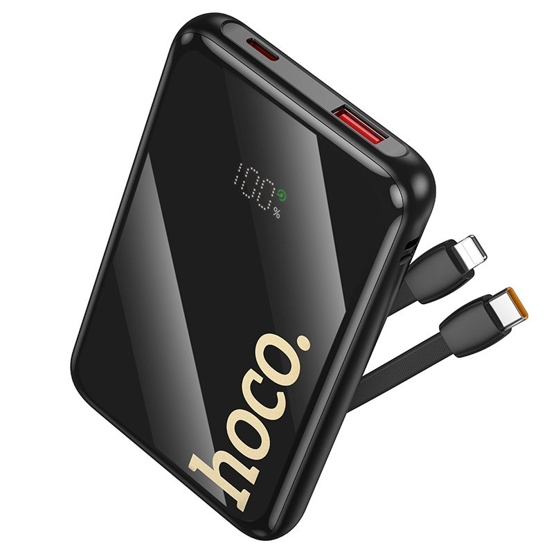 Powerbank HOCO Q37 10000mAh 22.5W PD QC cu Cabluri Incorporate USB-C + Lightning Black [4]