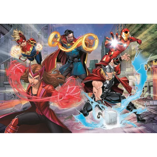 Puzzle Avengers cu sclipici Clementoni, 104 piese - SuperColor, 33,5x23,5 cm [1]