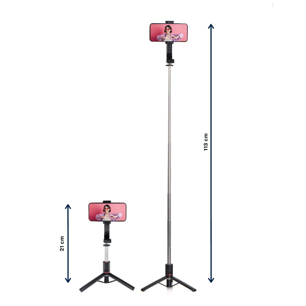 Selfie Stick Tripod cu Telecomandă Wireless SSTR-13, Negru – Suport Smart pentru Poze și Filmări [3]